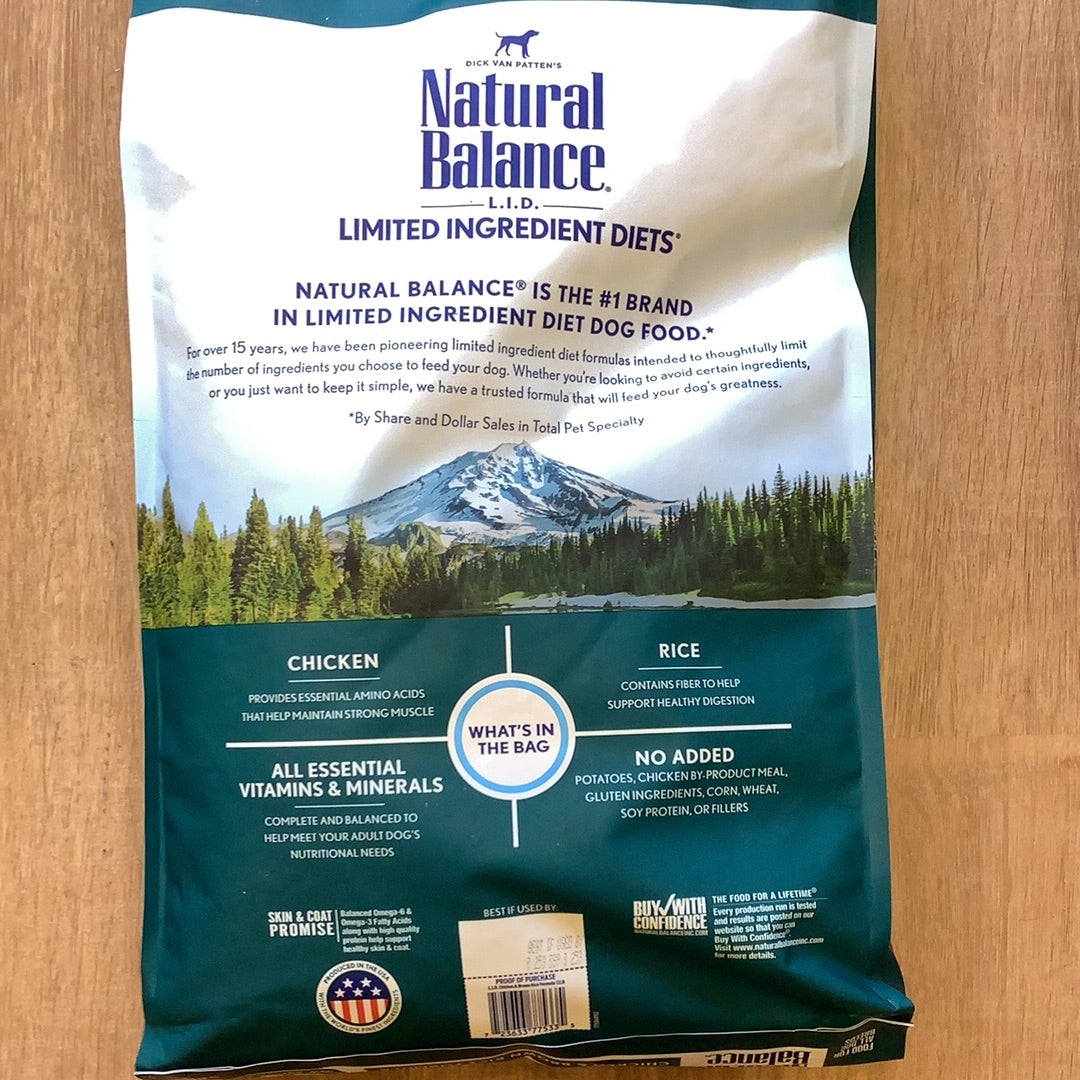 Natural Balance Chicken & Brown Rice 12 lbs