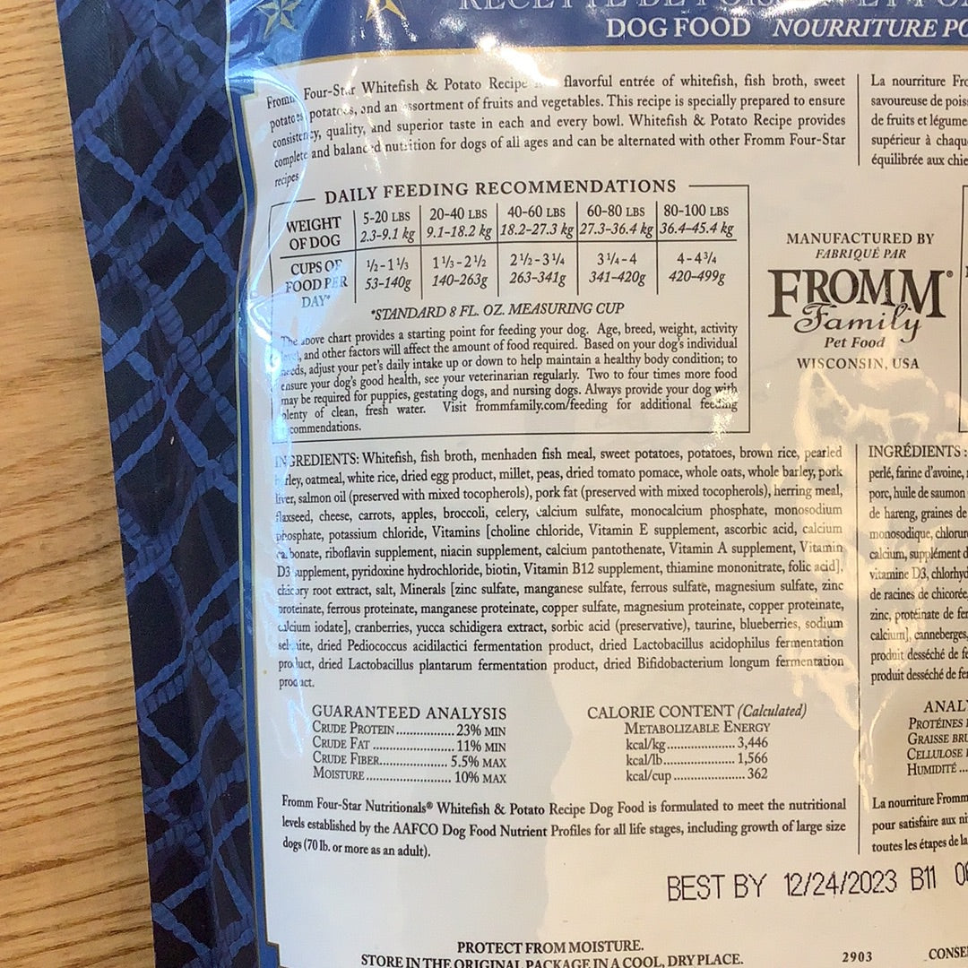 Fromm Four-Star Whitefish & Potato Dog 4 lbs