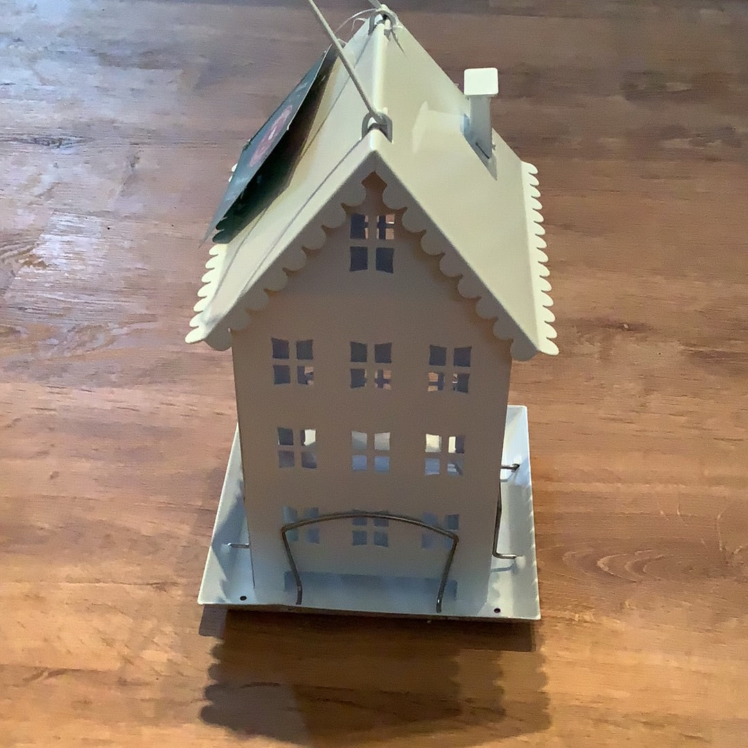 Perky Pet White Farm House Bird Feeder