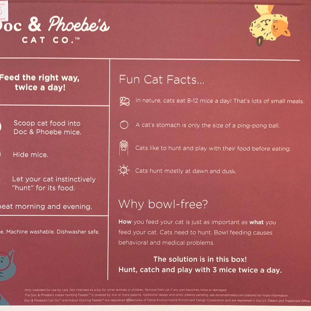 Doc and Phoebes- Indoor hunting cat feeder