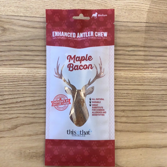 Enhanced antler chew, maple bacon