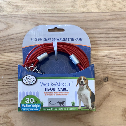 Four Paws Tie Out Cable Medium Weight Red