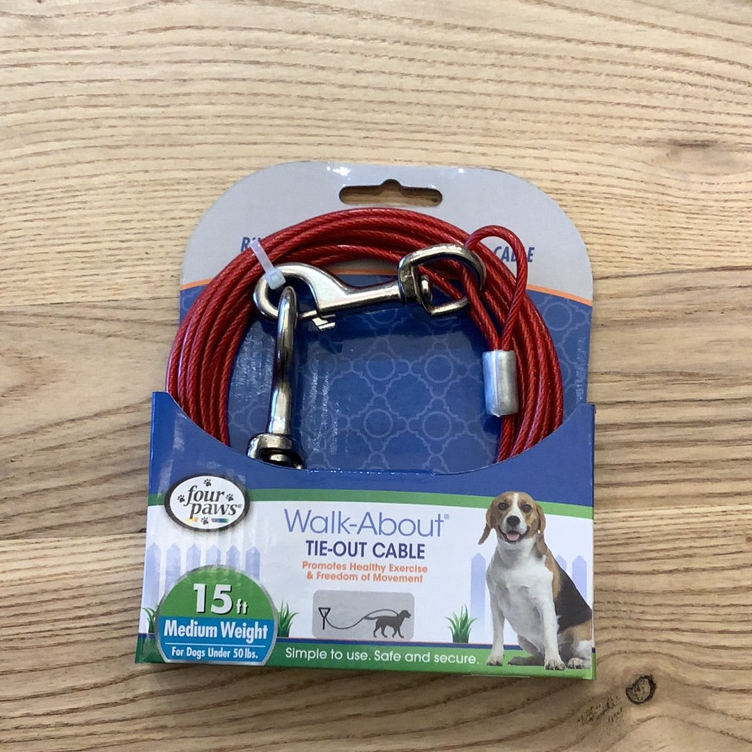 Four Paws Tie Out Cable Medium Weight Red